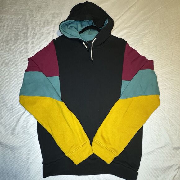 Urban Outfitters Colorblock Hoodie Sweatshirt Small Oversized Multicolor Retro - Picture 2 of 13